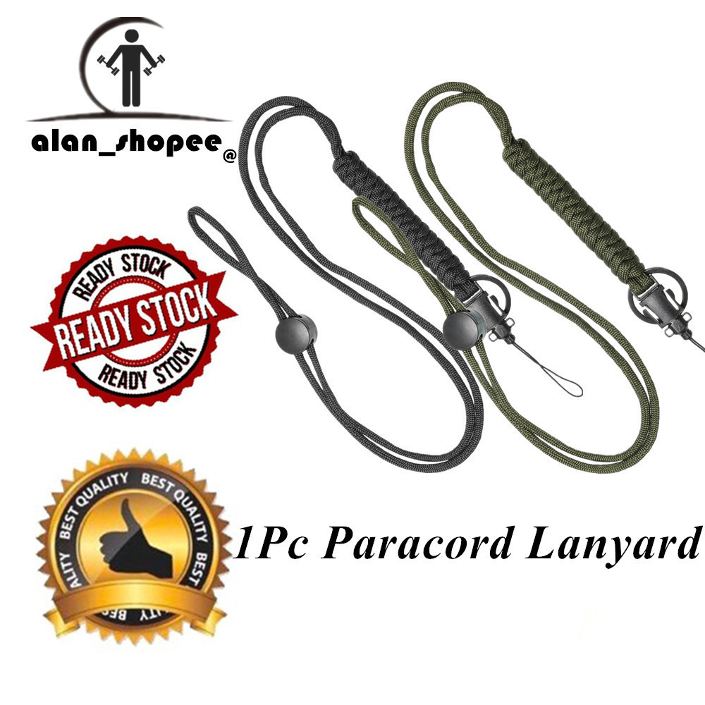 Paracord Lanyard เชือกเส ้ นเล ็ กถักสร ้ อยคอพวงกุญแจปรับ Badge Lanyard, สําหรับคีย ์ ID Card Badge Holder