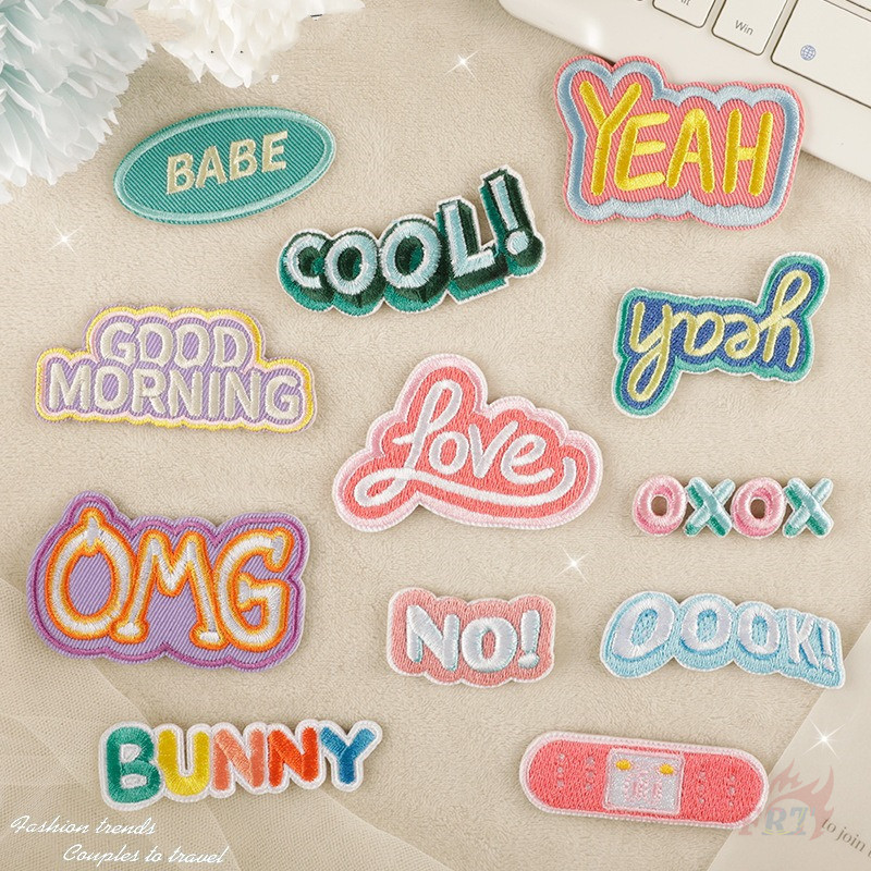 ☸ Ins English Words แผ ่ นแปะสติ ๊ กเกอร ์ ติดด ้ วยตนเอง ☸ แผ่นแพทช์รีดติดเสื้อ สําหรับตกแต่งเสื้อผ้า กระเป๋า DIY 1 ชิ้น