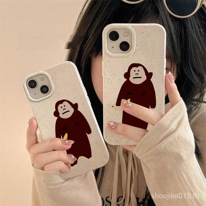 Banana Orangutan iPhone15/14 เคสโทรศัพท ์ 7/8plus13 ยางนุ ่ มข ้ าวสาลี Apple 13/12/11 เคสนุ ่ ม HXZU
