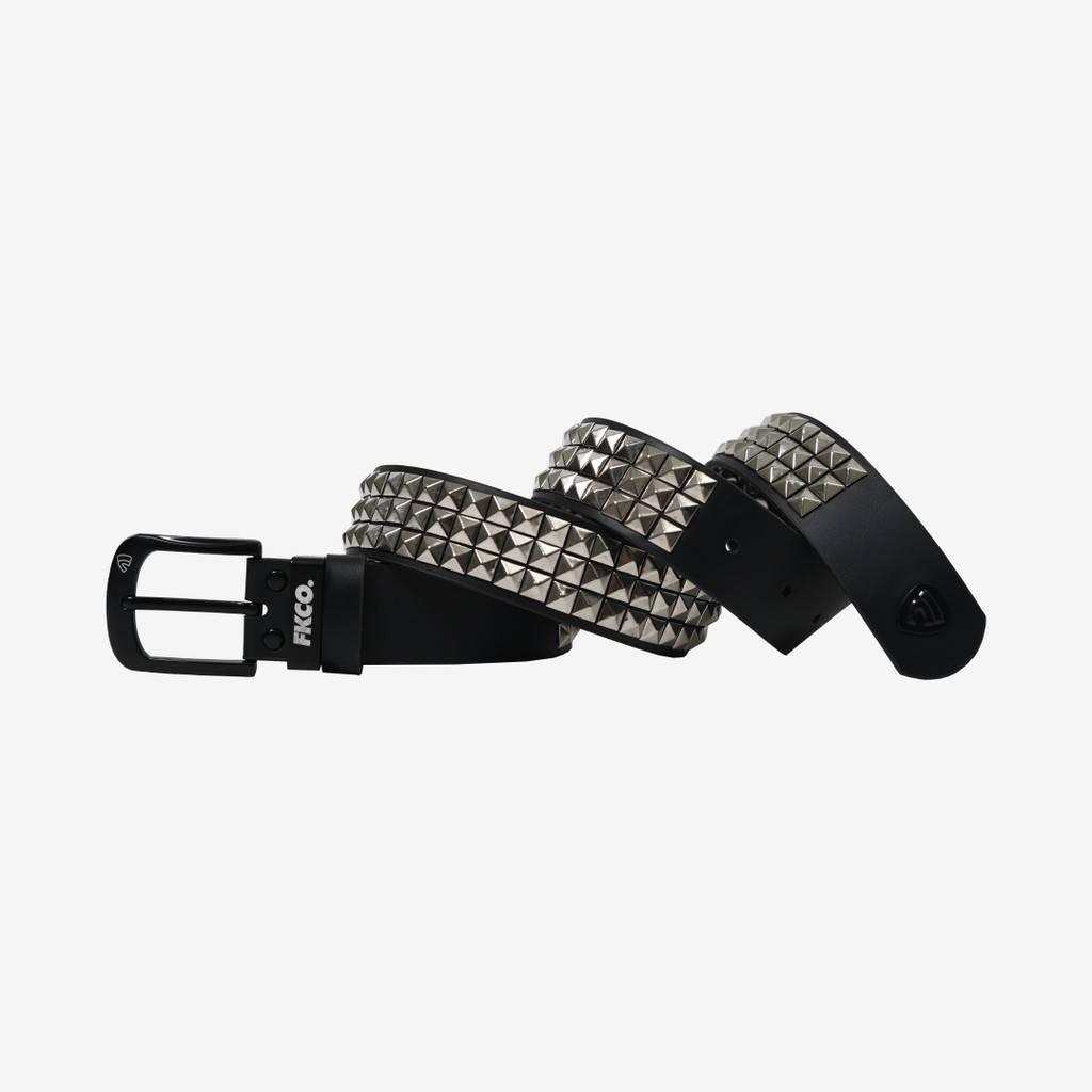 SYNTHETIC LEATHER BELT เข็มขัดผู้ชายผู้หญิง สีดํา STUD PUNK FRIDAY KILLER | อนาคม