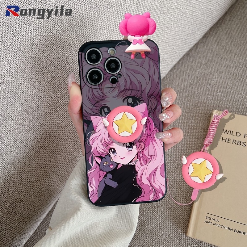 SAMSUNG เซเลอร์มูนเคสโทรศัพท์สําหรับsamsung Galaxy S24 S23 S22 S21 S20 Ultra Pro Plus FE S10 S10E Plus 3Dผู้ถือเชือกเส้นเล็กขาตั้งเชือกShockproofsoftน่ารักการ์ตูนเคสโทรศัพท์ - รูปที่ 6