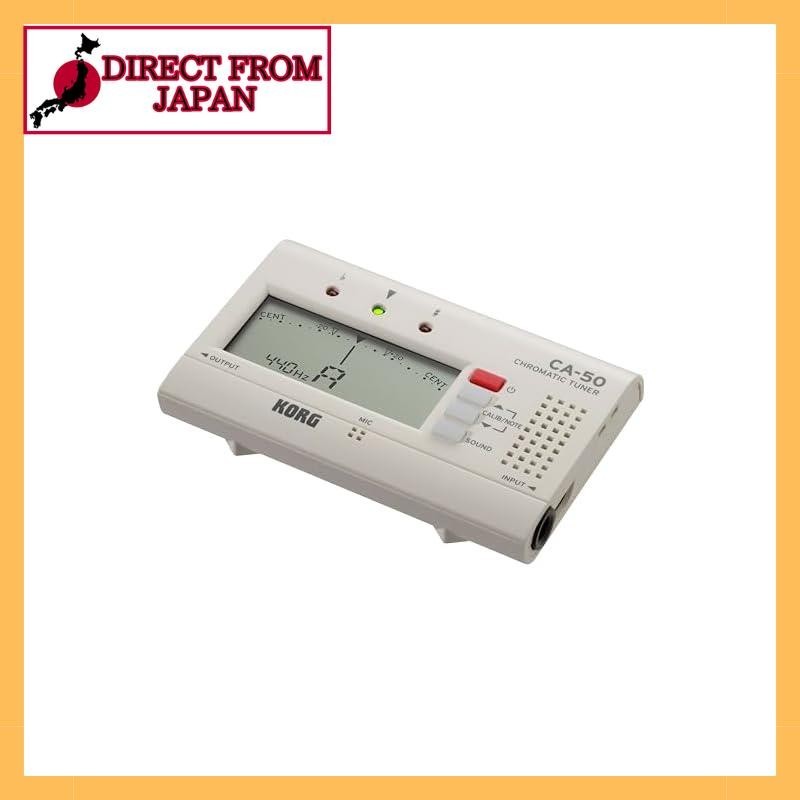 KORG Chromatic Tuner CA-50 ideal for wind orchestras, brass bands, orchestras, guitars, vocal music, a cappella, and individual practice. It has a built-in output and can run continuously for 135 hours. It is lightweight and compact.