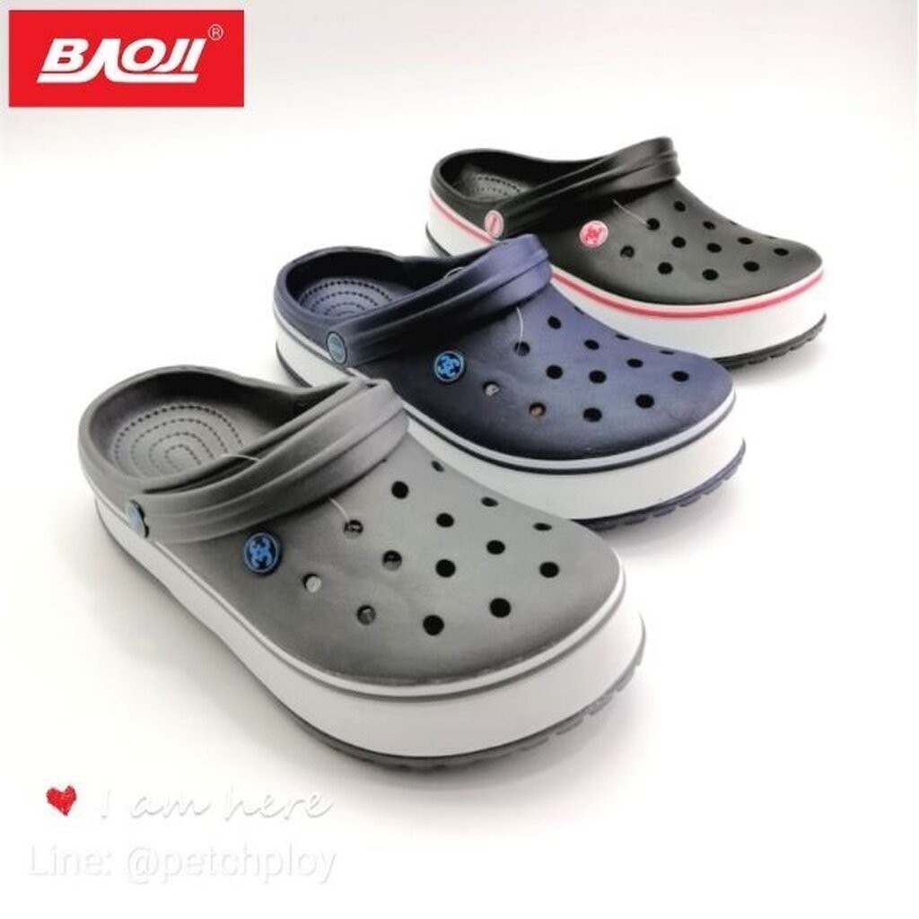 (B041-544) Baoji รองเท้าหัวโตบาโอจิ สีขาว รองเท้าหัวหุ้ม มีสายคาดหลังได้ Size 41-45 รุ่น B041-544