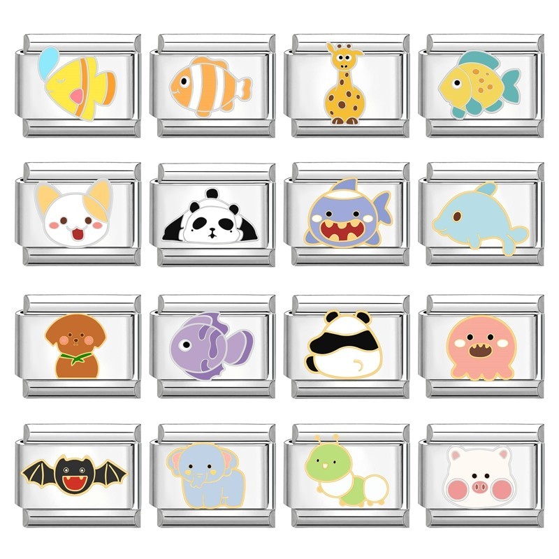 Fish Animal Series Charm Fit อิตาเลี่ยน Links 9 มม.สร้อยข้อมือสแตนเลสทําเครื่องประดับ Diy เครื่องประดับแฟชั่นอุปกรณ์เสริม Retro บุคลิกภาพโมดูลสร้อยข้อมืออุปกรณ์เสริม