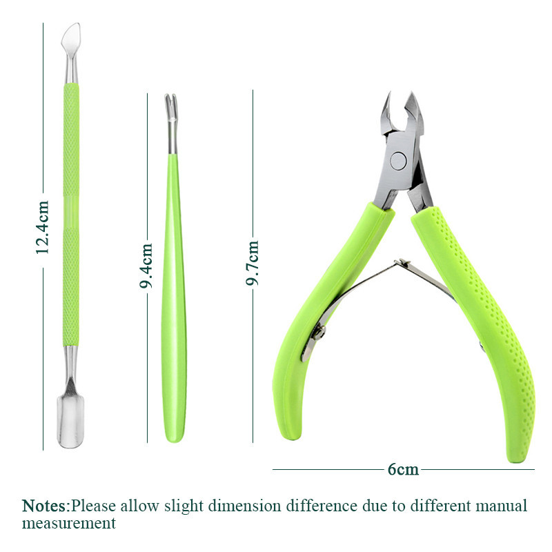 3pcs เล็บชุด Cuticle Nipper กรรไกร Trimmer Clipper Dead Skin ส้อม Remover Plier Pusher สแตนเลสสตีลเล็บเครื่องมือ - รูปที่ 6