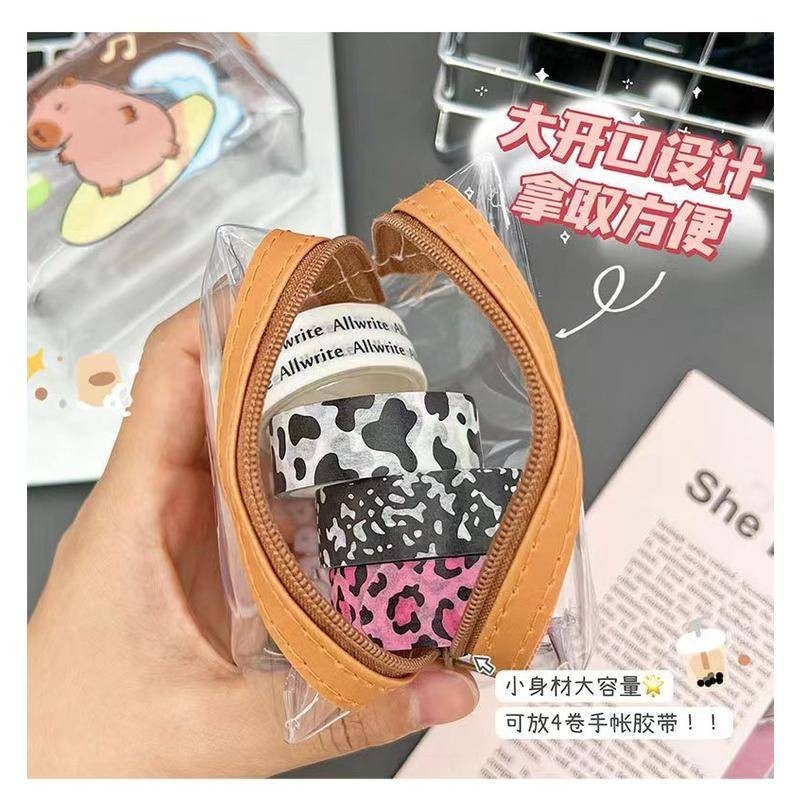 6 รูปแบบ Kawaii การ์ตูน Capybara Simple Pvc โปร่งใสขนาดเล็กซิปกระเป๋าเก็บกระเป๋าเหรียญแบบพกพาลิปสติกกระเป๋าเครื่องสําอาง Key Card เครื่องเขียนเก็บกระเป๋า