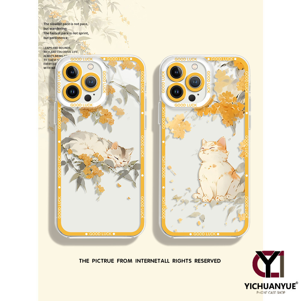 สำหรับ iPhone 11 13 12 14 15 7 8 Pro MAX 14Plus XS MAX XR Osmanthus Cat ลายการ์ตูน Angel Eye Case การแสดงออกของคู่รัก
