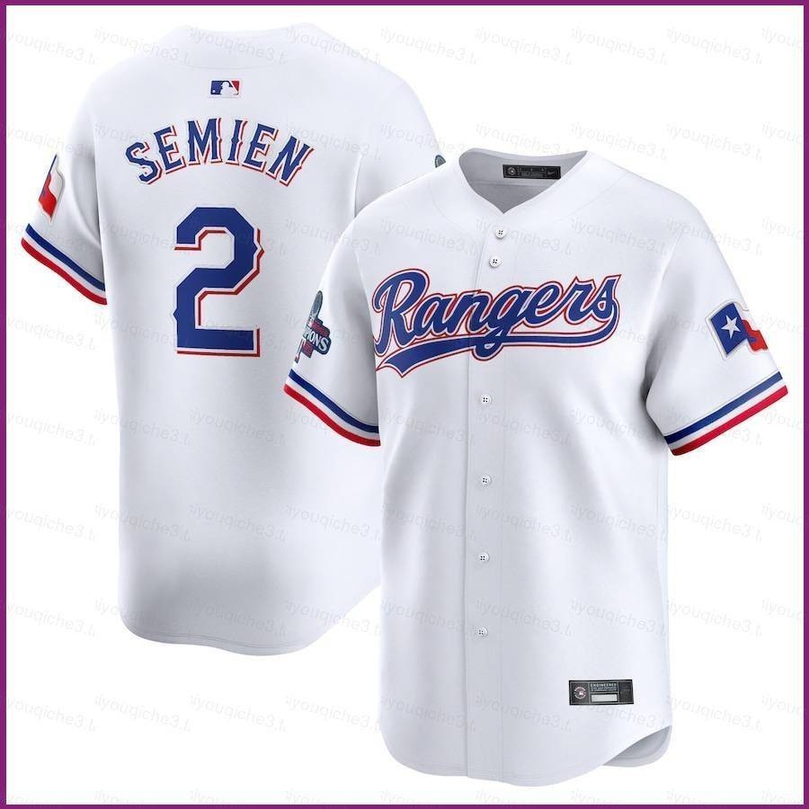 2024 MLB Texas Rangers Jersey Semien Heim Jung Scherzer Champions เบสบอลเสื ้ อสเวตเตอร ์ ถักแฟน Edi