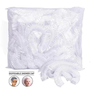 หมวกใส่อาบน้ำ Poly Ethylene PE คุณภาพดีหมวกพลาสติกใสตัวหนอน เเพ็ค 50/100 ชิ้น Disposable Shower Cap