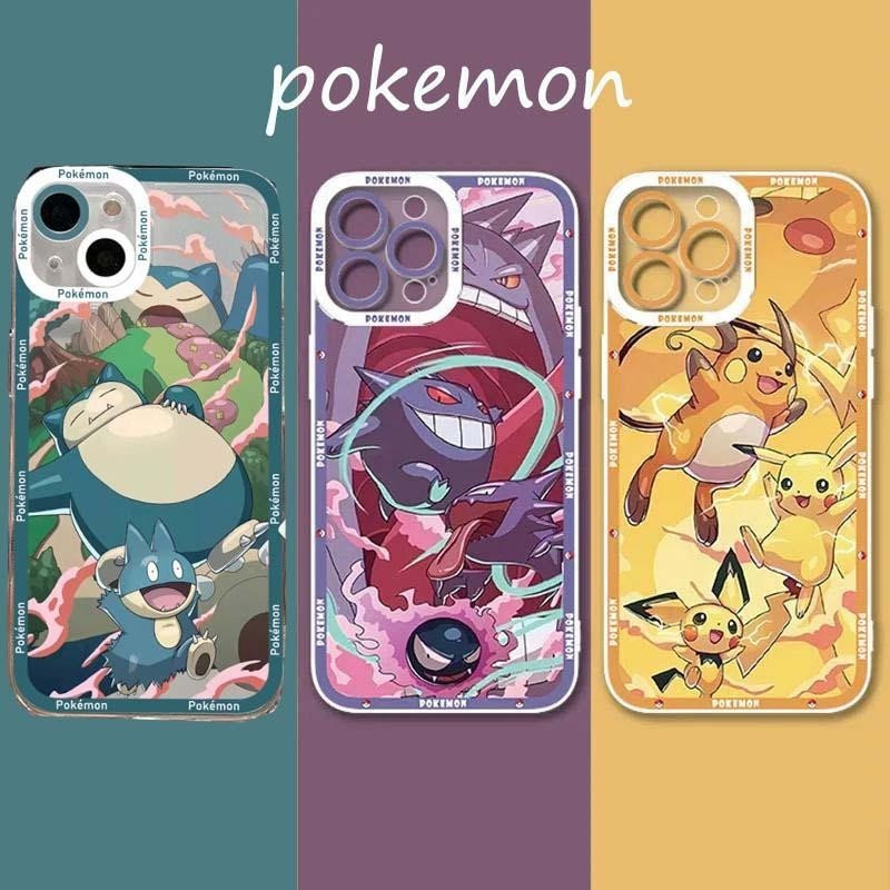 SAMSUNG เคสโทรศัพท์สําหรับsamsung Galaxy A34 5G A55 A35 S24 Ultra S23 S22 S21 Plusหมายเหตุ20 A14 A13 เคสโทรศัพท์การ์ตูนPokemon Pikachu Gengar Eeveeซิลิโคนอะนิเมะการ์ตูนกรณี