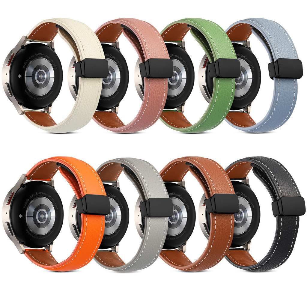20 มม.สายนาฬิกาหนังแม่เหล็กสําหรับผู้เบิกทาง Garmin 55/645 เพลง/245 Venu SQ SQ2 Approach S12 S40 S42 Haylou LS02 RS4 Plus Amazfit Bip U Pro Neo Lite S GTS2 2E 4 Mini GTS3
