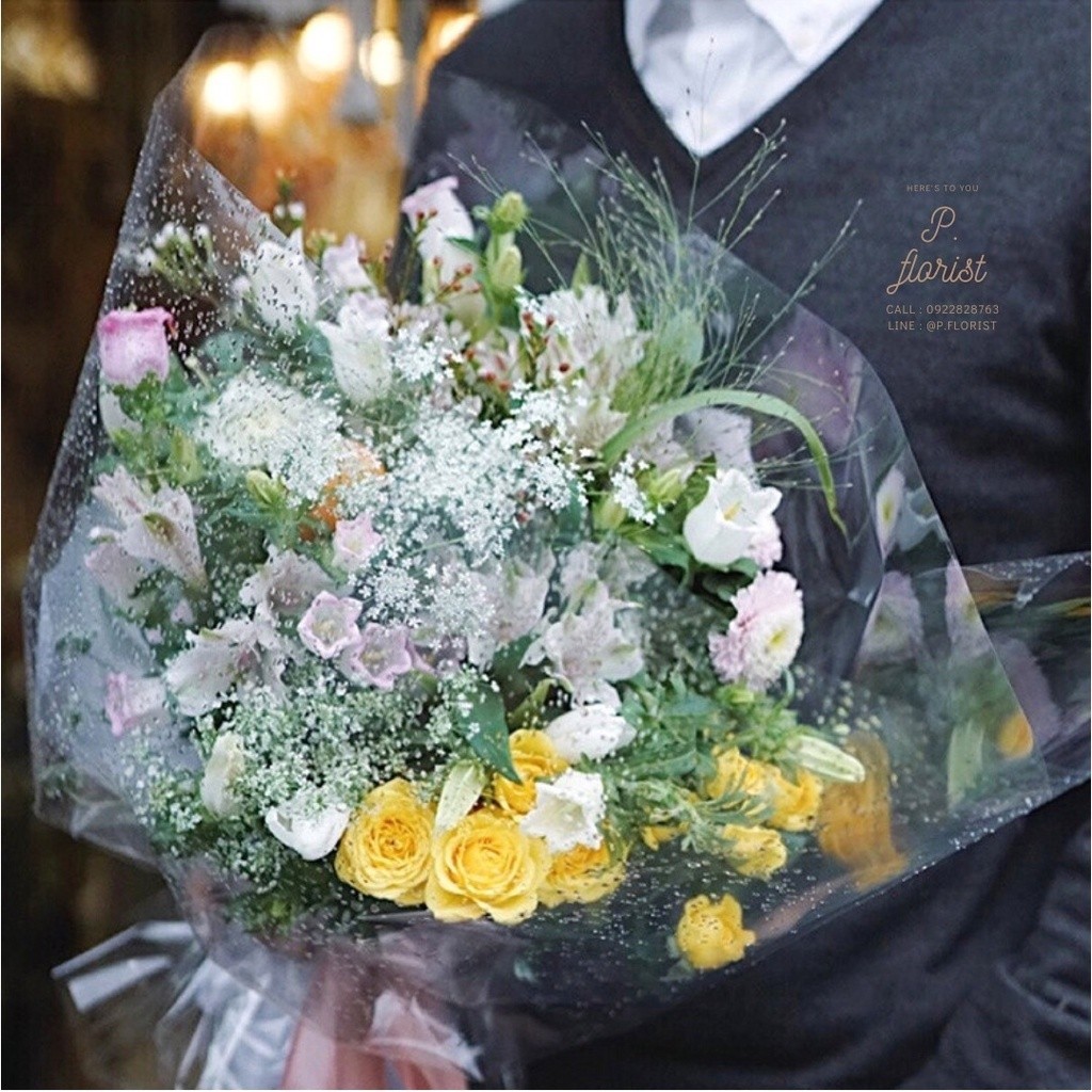 แผ่นใสพลาสติกห่อดอกไม้ พลาสติกห่อดอกไม้ OPP แผ่นพลาสติก แผ่นห่อดอกไม้ กระดาษห่อช่อดอกไม้ DIY - รูปที่ 6