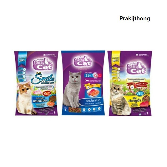 Catty Cat อาหารแมว 1 kg ชนิดเม็ด สำหรับแมวอายุตั้งแต่ 1 ปีขึ้นไป กลิ่นหอม บำรุงขน บำรุงสายตา