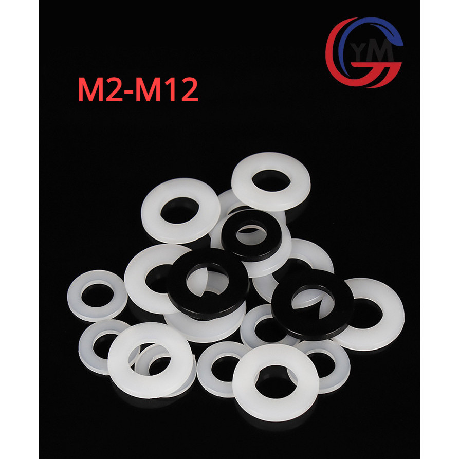 [YMH1]ขาว ดำ แหวนอีแปะ ไนลอน พลาสติก แหวนรอง น็อตสกรู（นุ่ม ปะเก็น） M2M3M4-M12 Flat Washer Nylon Plastic Screw  PE（Soft cushion sheet）