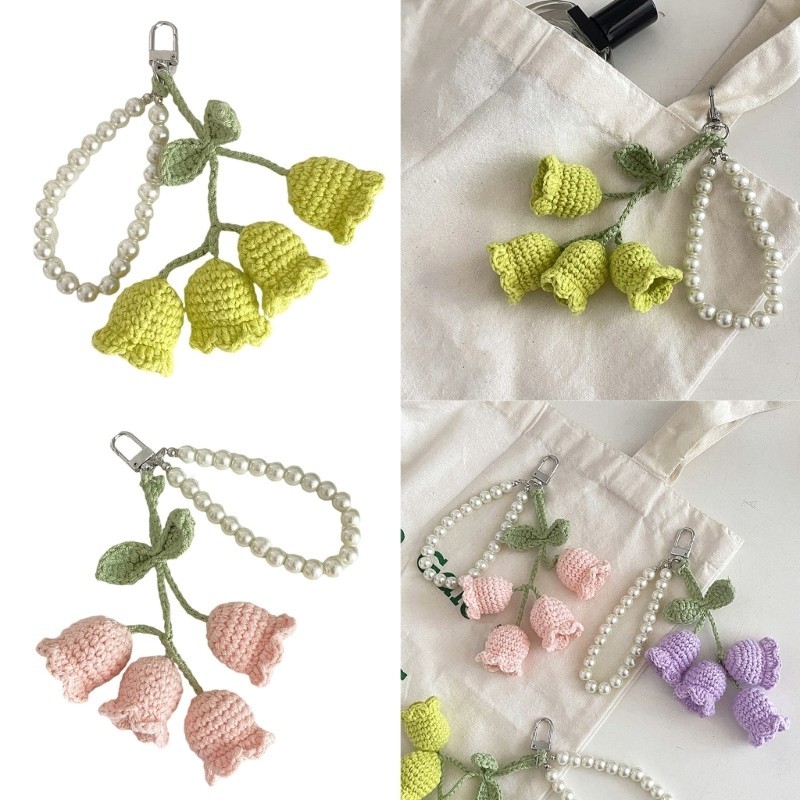 Xiangbao Pears Chain และพวงกุญแจดอกไม้ เครื่องประดับพวงกุญแจดอกไม้โครเชต์แฟชั่น