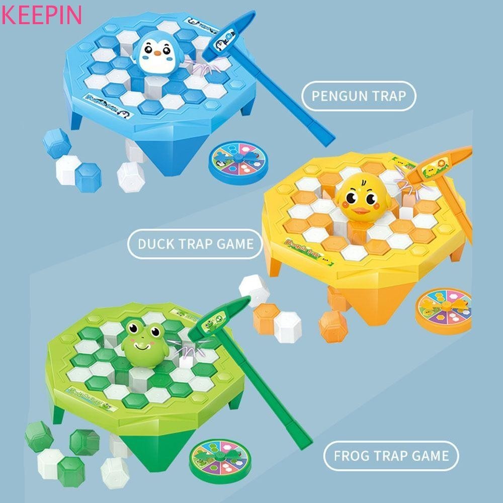 Keepin ของเล ่ นเกมทําลายน ้ ําแข ็ ง,เพนกวินพลาสติก,กบที ่ น ่ าสนใจ Green/Blue/การบีบอัดสัตว ์ สีเหลือง