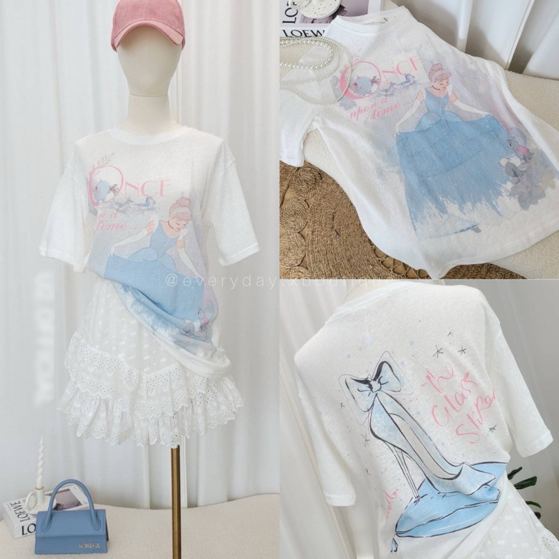 ใหม่ (N)(e)(w) Cinderella tee (350฿) ลายใหม่ค่าา ซินเดอเรลล่า เสื้อยืดทรง oversize ผ้าสลาฟสกรีนลาย โทนสีน่ารัก สีเฟด