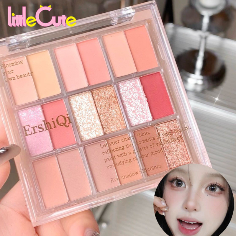 พาเลทอายแชโดว์ 18 สี - Eyes Makeup Pigments - Eye Contour Cosmetic - Pink Eye Shadow - Pearlescent Matte Eye Shadow Plate - Shimmer Glitter Eyeshadow Palette