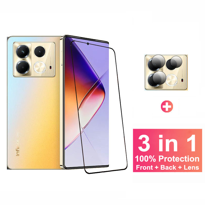 3 in 1 ฟิล์มกระจก สำหรับ Infinix Note 40 5G ปกเต็ม กระจกนิรภัยป้องกันหน้าจอ สำหรับ Infinix 40 30i VI