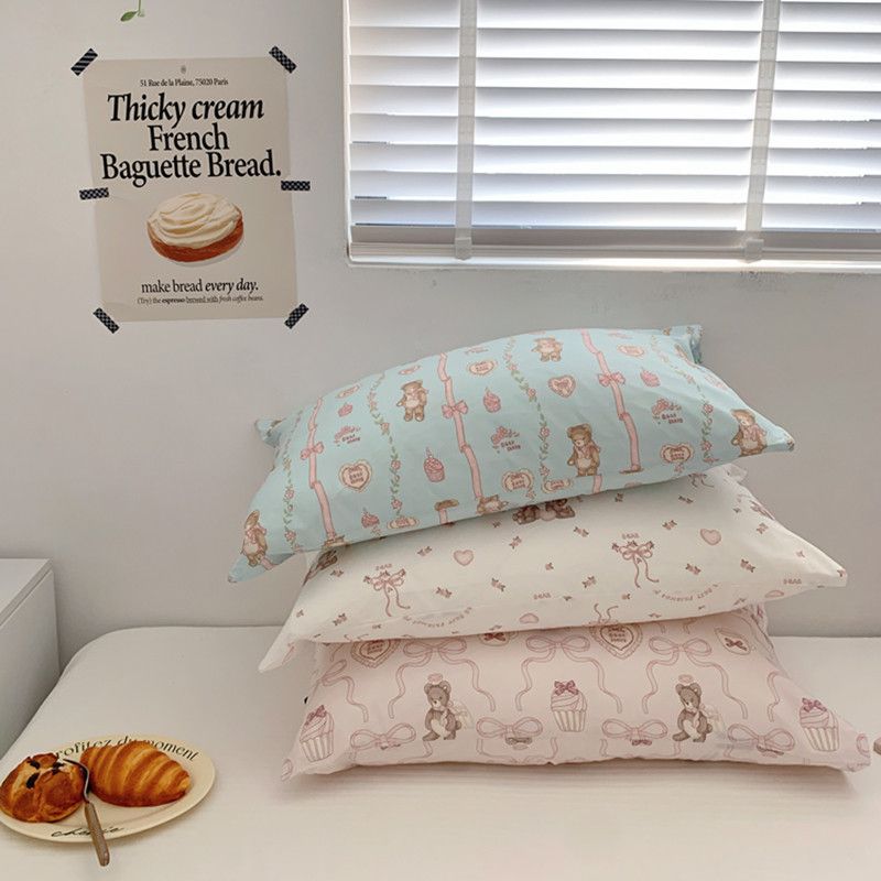 หมีน ่ ารักพิมพ ์ 100 %cotton1000TC ปลอกหมอนพิมพ ์ ดิจิตอลซองจดหมายปลอกหมอน 48 *74 ซม