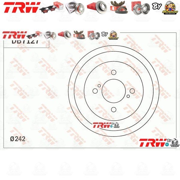 TRW จานดรัมเบรค 1 ใบ จานเบรคหลัง ดรัมเบรคหลัง เหล็กเกรด GG20 DB7127 Suzuki Swift 1.5 ปี 2009-2011 ขนาด 242 mm