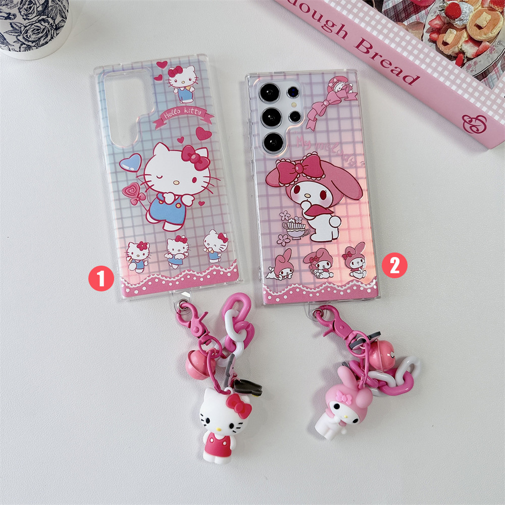 Samsungs25+ S24+ S22+ S23+ FE Ultra A24 A05s A34 A54 A15 A14 A13 A53 A52 A23 รวมทุกอย่างจี้กรณี HELLO KT Full Encirclement สําหรับ Samsung Drop-proof ความคิดสร้างสรรค์ฝาครอบ