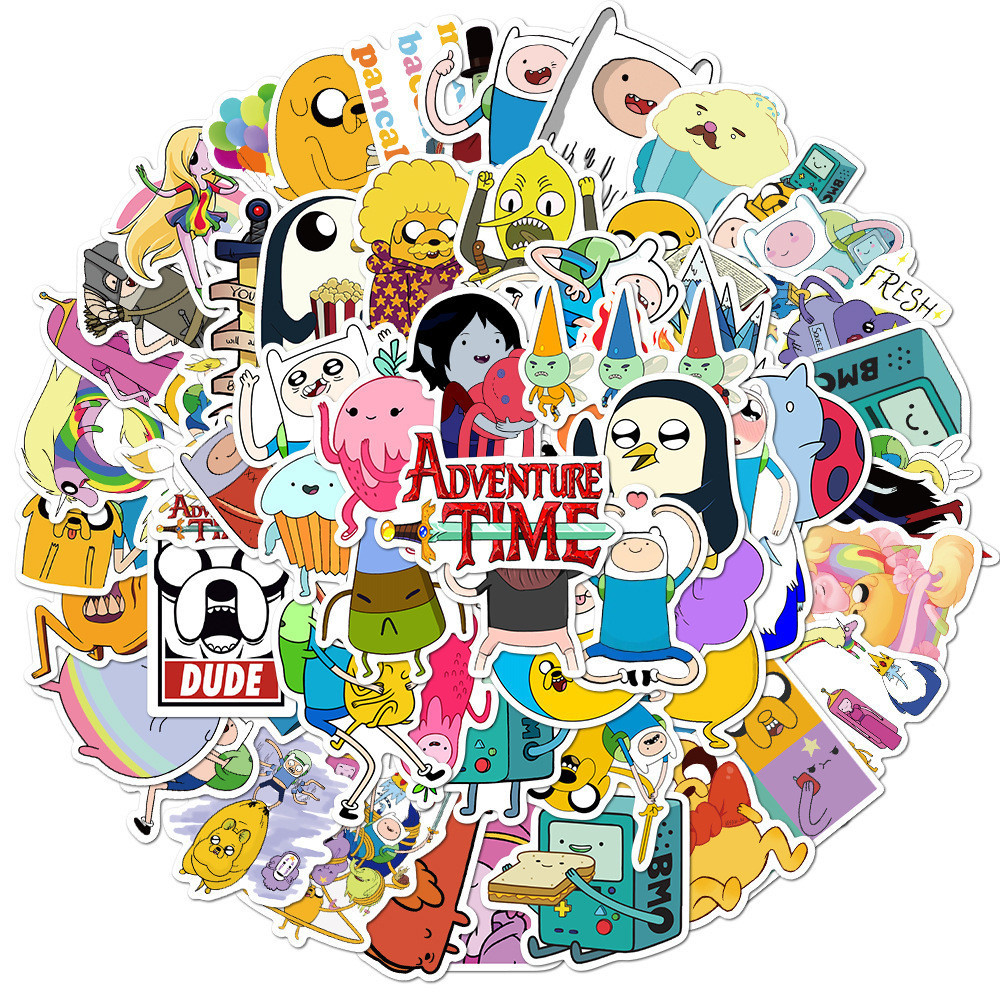 Y&P| ชุดสติ๊กเกอร์ Adventure Time ชุดสติ๊กเกอร์กราฟิตี้กันน้ำลายการ์ตูน, 50 แผ่น/ชุด