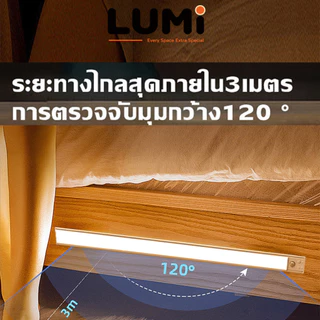 LUMi ไฟตู้เสื้อผ้าLED แสงเซ็นเซอร์อัจฉริยะ TYPE-Cชาร์จได้ 3สี เซนเซอร์ตู้เสื้อผ้า โคมไฟติดผนังห้องครัว ห้องนอน20/30/60ซม