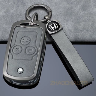กระเป๋ากุญแจรถยนต์ honda โลหะและหนังกุญแจรถสําหรับ Honda Civic Accord Fb พับ Key,รีโมทคอนโทรลกุญแจรถกรณี