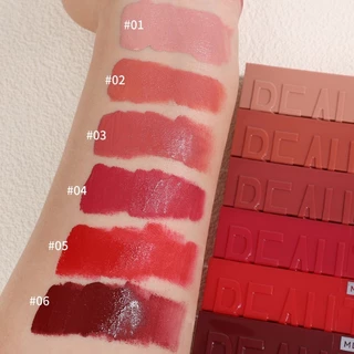 6 สี Matte Long-lasting Moisturizing Lip Gloss Silky Liquid Lip Tint Non Stick Cup ธรรมชาติ Smudging ลิปสติกเครื่องสําอาง