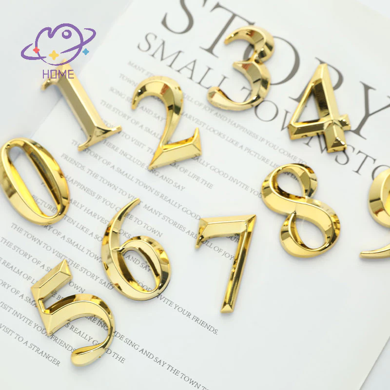 [mayhome] 1 ชิ้นความสูง 5 ซม.Golden Home สติกเกอร์ที่อยู่ประตูป้ายทอง Modern House Number {TH}