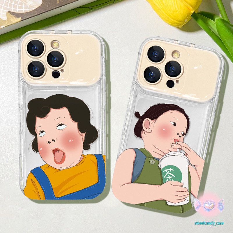 Candy-ตลกสาวและลูกสุนัขแต่งหน้ากระจกโทรศัพท์กรณีใช้งานร่วมกับiPhone X XR XS 11 13 15 12 pro Max 7 8 14 15 Plus phonecase