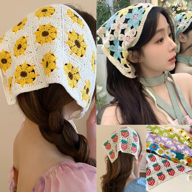 เกาหลีหวานตัดดอกไม้ลูกไม้คาดศีรษะผู้หญิงสวมใส่น่ารักผมผ้าพันคอแฟชั่นอุปกรณ์ผม