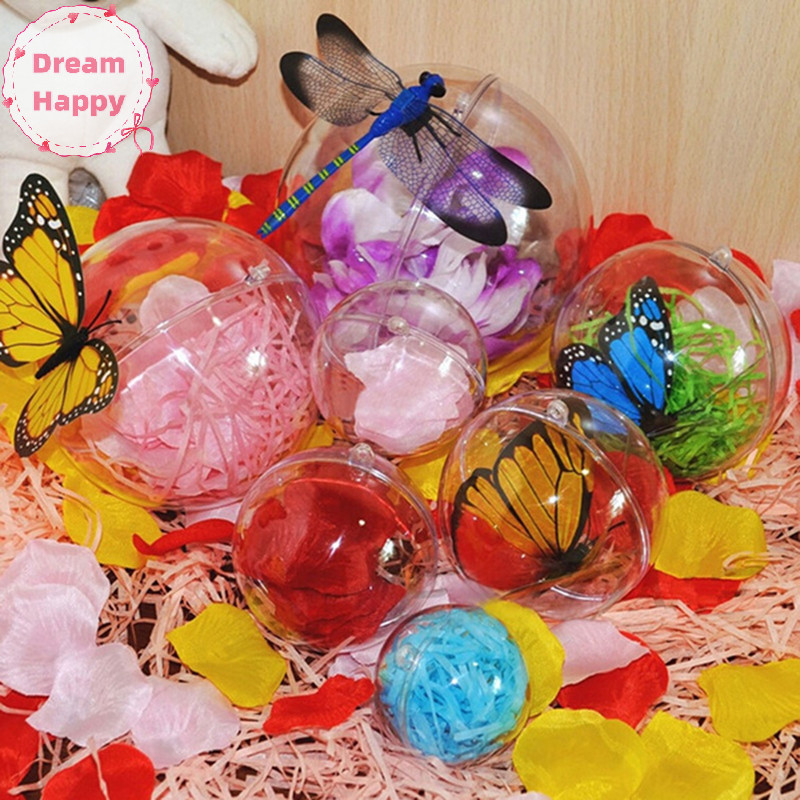 Dreamhappy โปร ่ งใสเปิดพลาสติกตกแต ่ งคริสต ์ มาส Ball Bauble เครื ่ องประดับของขวัญกล ่ อง TH