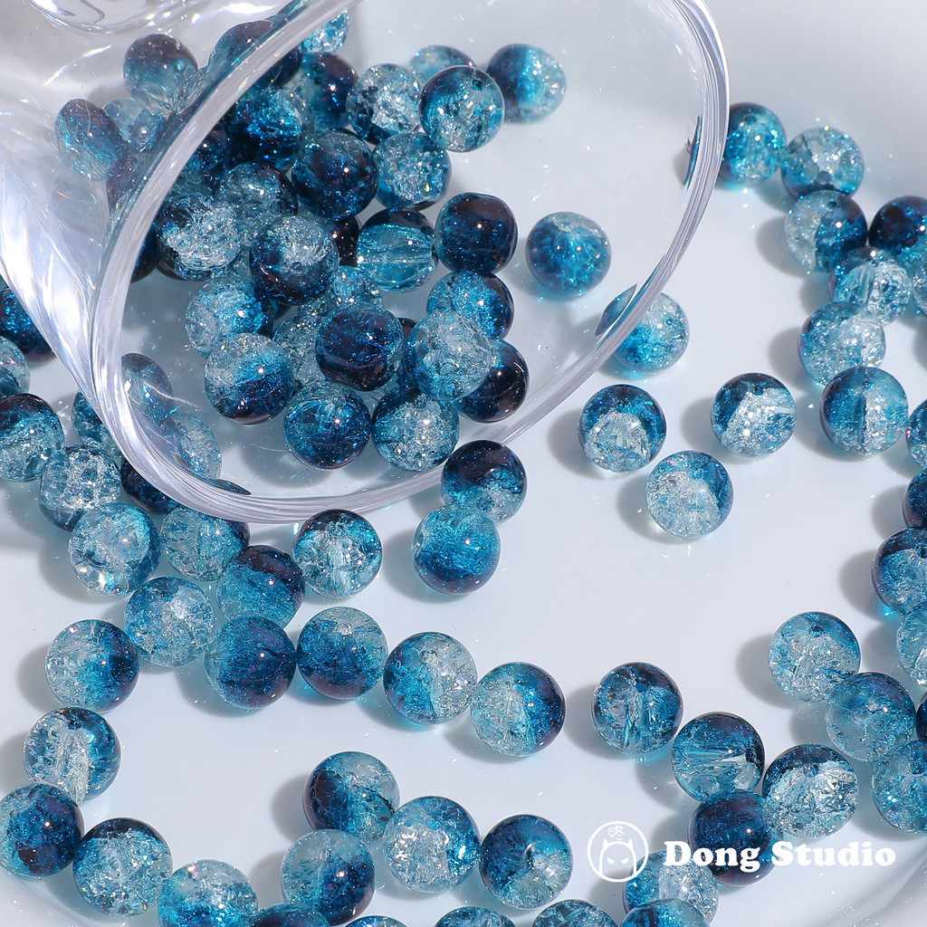 20pcs น้ำลึกน้ำแข็งแตกเคลือบดอกไม้ระเบิดลูกปัดแก้ว DIY ลูกปัดแฮนด์เมดเครื่องประดับสร้อยข้อมือวัสดุอุปกรณ์เสริม