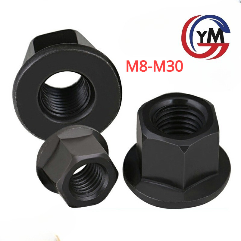 [YMH1] หัวน็อต ตัวเมีย ติดแหวน เหล็กกล้าคาร์บอน เกลียวมิล หยาบ M8-M30 / Hexagon Flange Nut  carbon steel M8-M30