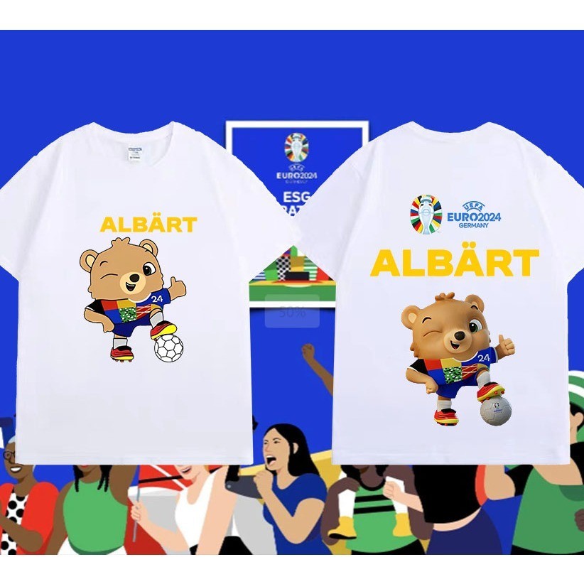 สไตล์ใหม่ 2024 uefa european football championship พิมพ์ผ้าฝ้าย การแข่งขันฟุตบอลยูโร แบบ Unisex S-5X