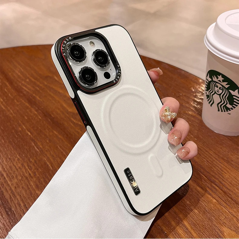 รับประกันสินค้า.2024มาใหม่ เคส ไอโฟน 11 เคสมือถือแม่เหล็กหนังแฟชั่น สำหรับ 15 14 13 12 11 Pro เคสนิ่มกัน