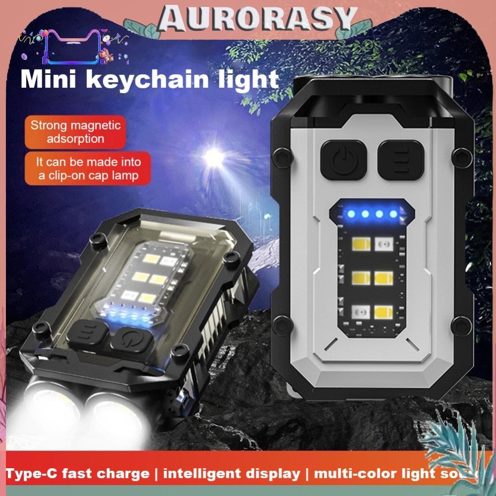 [AS ] พวงกุญแจขนาดเล ็ กไฟฉายชาร ์ จ USB LED หมวกคลิปโคมไฟสําหรับตกปลาตั ้ งแคมป ์