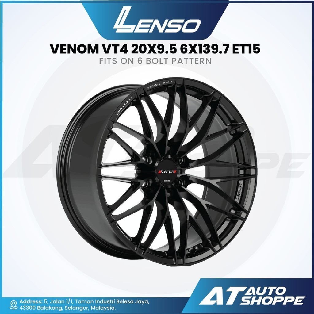 ล้ออัลลอยด์ Lenso Venom VT4 - Satin Black 20x9.5 ET15 6x139.7 (1 ชิ้น)