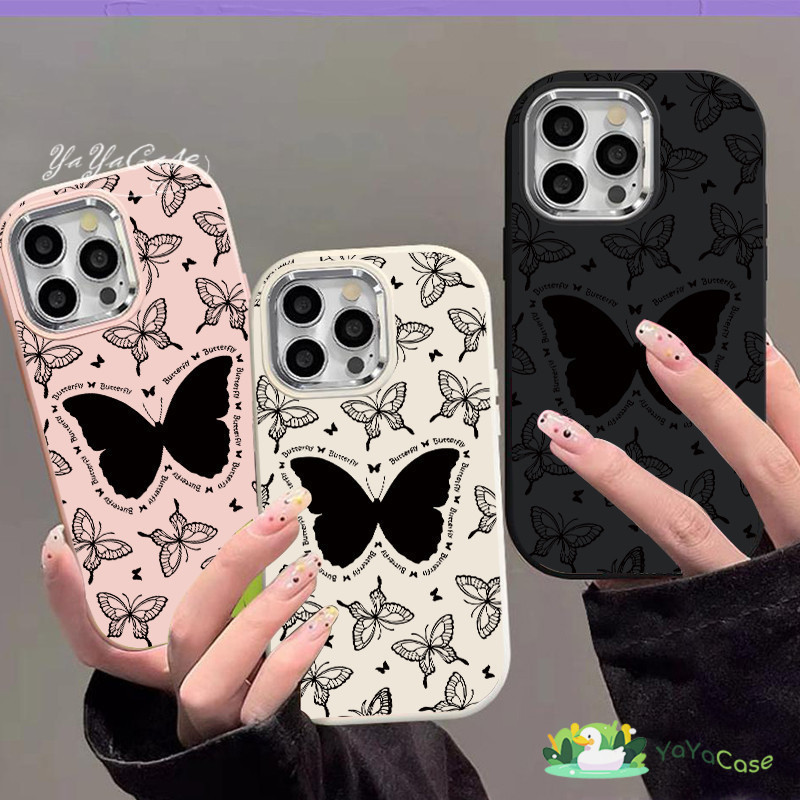สำหรับ iPhone11 13 Case FOR เคสไอโฟน14 15 12 pro max 6 7 8 14 15 Plus X XR XS Max รูปแบบผีเสื้อรุ่น ขั้นสูง TPU Soft เคส
