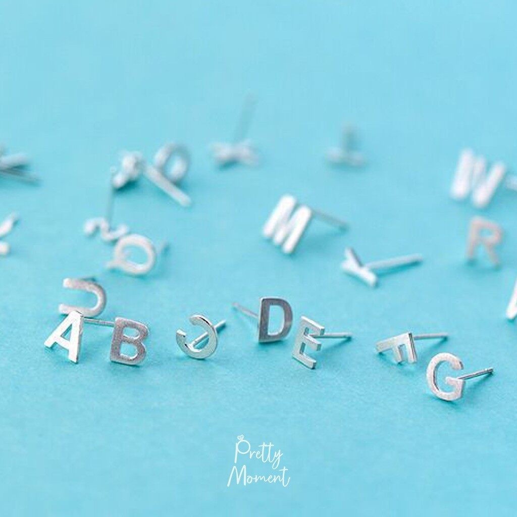 Pretty Moment ต่างหูเงิน ตัวอักษร A-Z เงินแท้ สไตล์มินิมอล 925 ของขวัญ 1 ข้าง