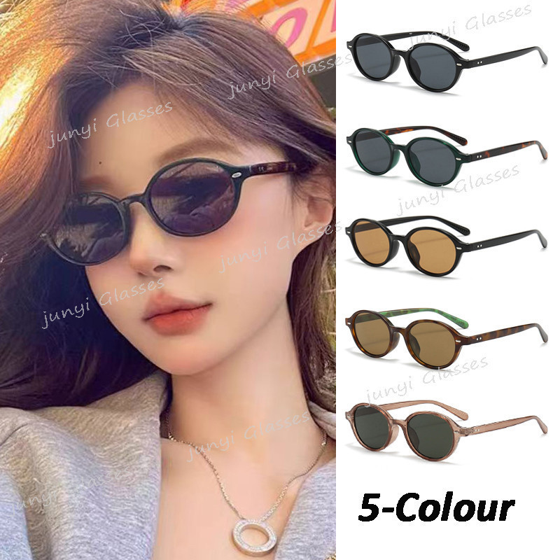 เกาหลี Retro กรอบรูปไข่แว่นตากันแดดสําหรับผู้หญิงผู้ชาย UV Protection Bookworm รูปแบบเสือดาวกรอบขนาดเล็กรอบแว่นตากันแดด Shade สําหรับผู้หญิง