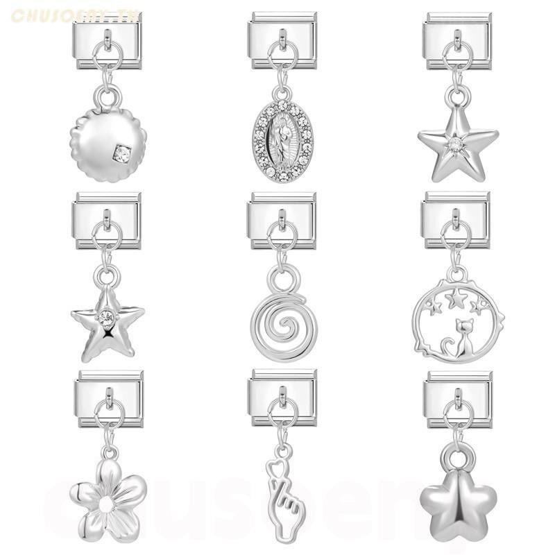 DIY ภาษาอิตาลี เสน่ห์ สร้อยข้อมือ ข้อต่อฟิตติ้ง 9 มม Sliver Diy สร้อยข้อมือคู่ Diy เครื่องประดับแฟชั่นอุปกรณ์เสริม Retro บุคลิกภาพโมดูลสร้อยข้อมือของขวัญวันวาเลนไทน์