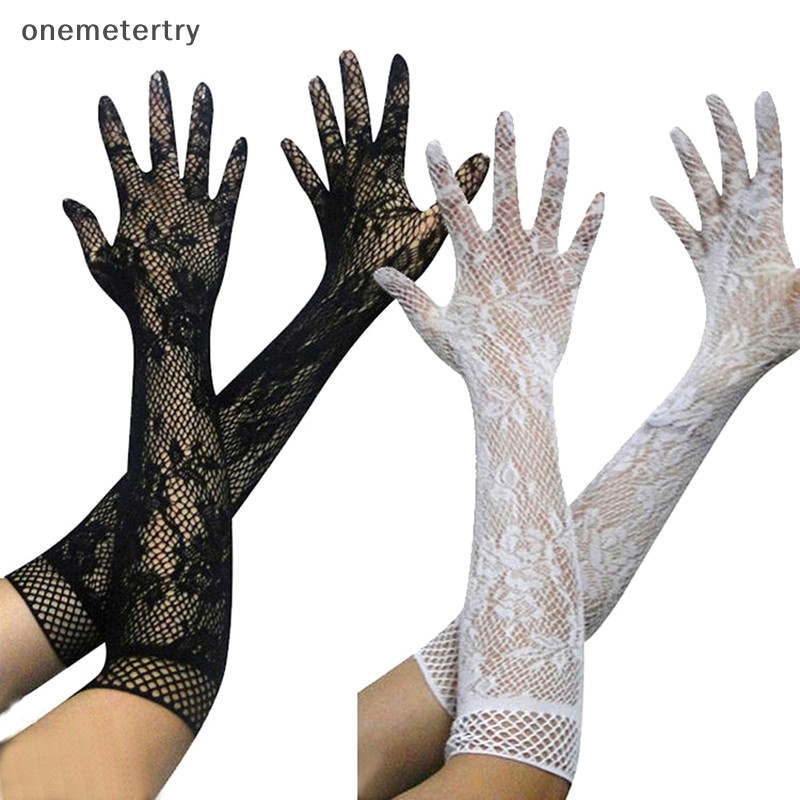 Onem ถุงมือมารยาทแฟชั่นใหม่ ถุงมือแหอวนยาว ตาข่าย แฟชั่นเรียบ สไตล์เพิ่มเติม n