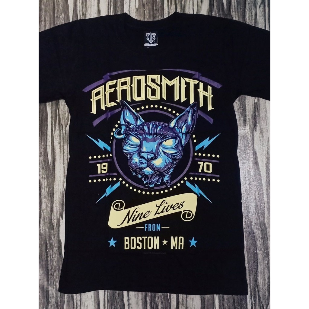 NTS303 AEROSMITH HARD ROCK BAND 9 LIVES TOUR 1970 จาก BOSTON MA COVER ART NTS NEW TYPE SYSTEM COTTON