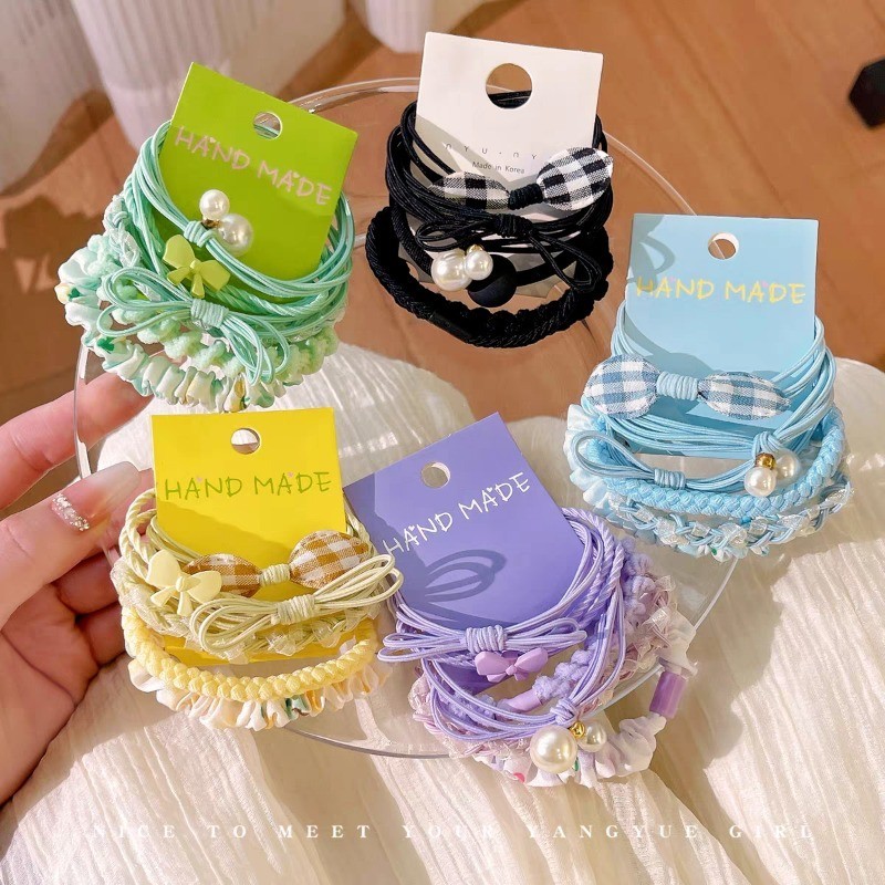 12ชิ้นแฟชั่นเกาหลีใหม่ที่เรียบง่ายยางรัดเชือกผมยืดหยุ่นสูงสําหรับผู้หญิง