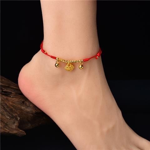Non-Fading Anklets Anklets Benming ปีทองสร้อยข้อเท้า Bell Anklets คู่ผู้หญิง Niche แฟชั่น All-Match 