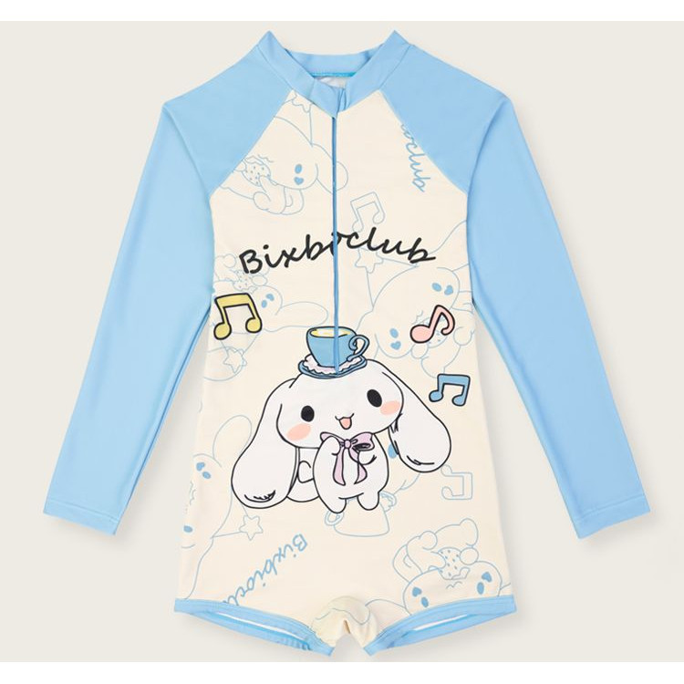 Cinnamoroll ชุดว่ายน้ําเด็กผู้หญิงชุด 3 ชิ้นชุดว่ายน้ําแขนยาว One-Piece Quick-Drying ว่ายน้ํา