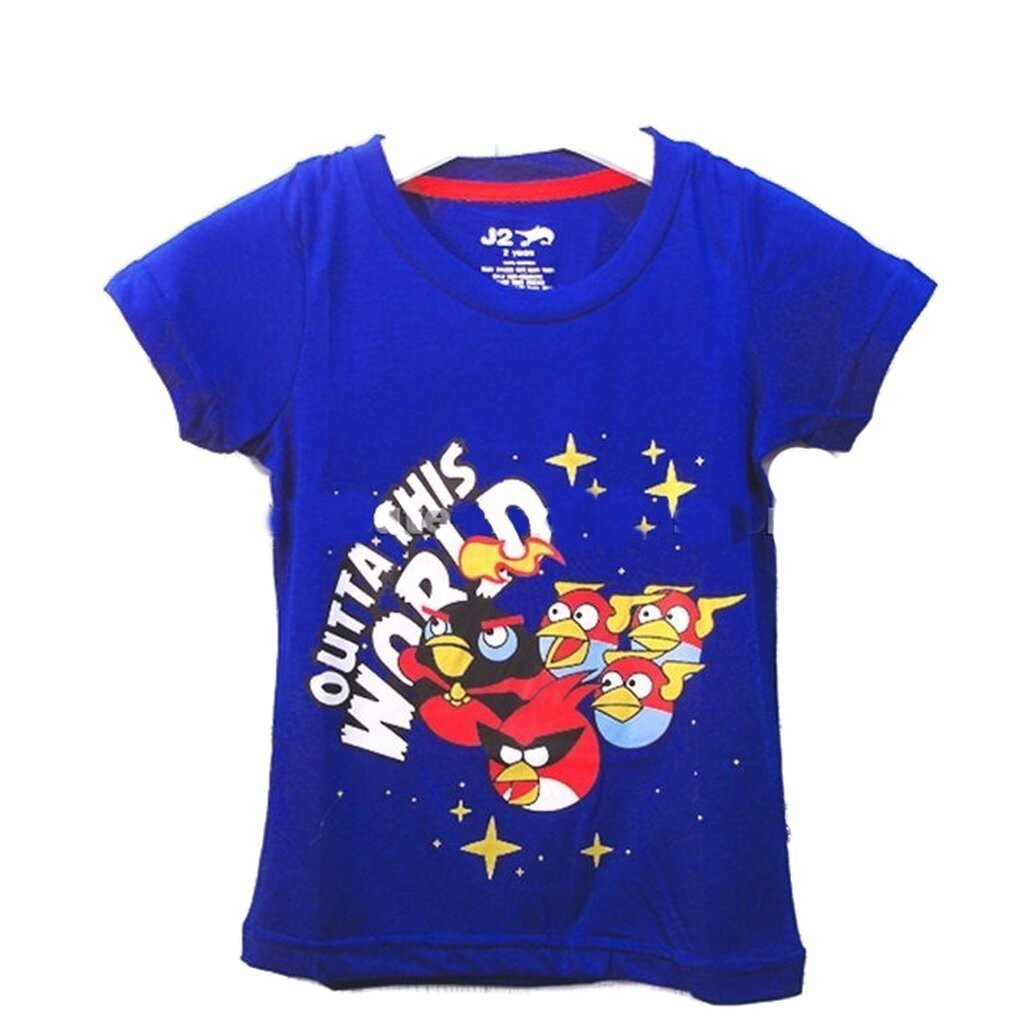 TSB-772 เสื้อยืดเด็กแขนสั้น สีน้ำเงิน Angry Bird 🚛 พร้อมส่ง.🇹🇭✅